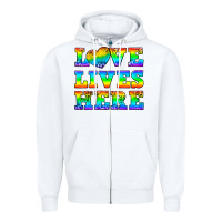 White Western Love Lives Here Zipper Hoodie - BundleAndBundleShop