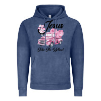 Vintage Denim Leopard Floral Pink Car Jesus Take The Wheel Vintage Hoodie - Bettercallsaul