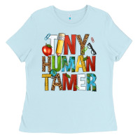 Baby Blue tiny human tamer Ladies Tee - NancyCooperArtShop