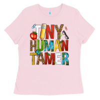 Bubblegum Pink tiny human tamer Ladies Tee - NancyCooperArtShop