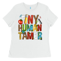 White tiny human tamer Ladies Tee - NancyCooperArtShop