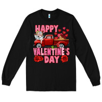 Black Happy Valentine's day red truck Long Sleeve Tee - HowdyJamesFarm