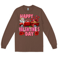 Chestnut Happy Valentine's day red truck Long Sleeve Tee - HowdyJamesFarm
