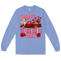 Colony Blue Happy Valentine's day red truck Long Sleeve Tee - HowdyJamesFarm