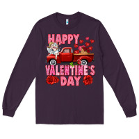 Plum Happy Valentine's day red truck Long Sleeve Tee - HowdyJamesFarm