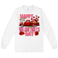 White Happy Valentine's day red truck Long Sleeve Tee - HowdyJamesFarm