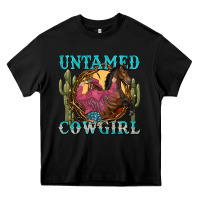 Black untamed cowgirl Heavy Core Tee - NancyCooperArtShop
