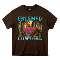 Chocolate Brown untamed cowgirl Heavy Core Tee - NancyCooperArtShop