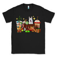 Black Christmas coffee cups with White Shepherd Classic Tee - RanaPortraitStore