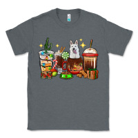 Charcoal Heather Christmas coffee cups with White Shepherd Classic Tee - RanaPortraitStore