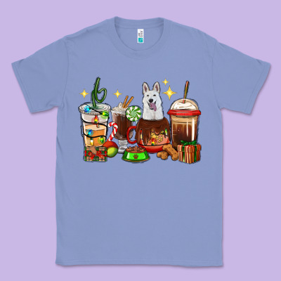 Christmas Coffee Cups With White Shepherd Classic Tee Designed By Ranaportraitstore