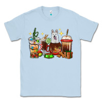 Dusty Blue Christmas coffee cups with White Shepherd Classic Tee - RanaPortraitStore