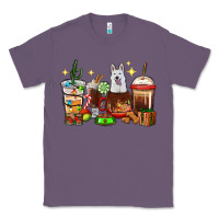 Lavender Christmas coffee cups with White Shepherd Classic Tee - RanaPortraitStore