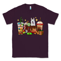 Plum Christmas coffee cups with White Shepherd Classic Tee - RanaPortraitStore