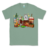 Sage Christmas coffee cups with White Shepherd Classic Tee - RanaPortraitStore