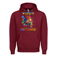 Burgundy Autism seeing in the world differently Zipper Hoodie - FaDigitalArtStudio