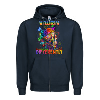 Navy Autism seeing in the world differently Zipper Hoodie - FaDigitalArtStudio