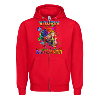Red Autism seeing in the world differently Zipper Hoodie - FaDigitalArtStudio