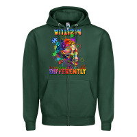 Sports Green Autism seeing in the world differently Zipper Hoodie - FaDigitalArtStudio