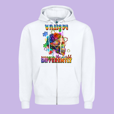Autism Seeing In The World Differently Zipper Hoodie Designed By Fadigitalartstudio