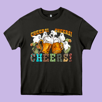 Western Cheers With Ghosts Heavy Core Tee Designed By Nancycooperartshop