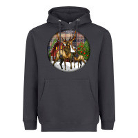 Smoke elk buck deer christmas Heavyweight Hoodie - LillyAllenDesigns