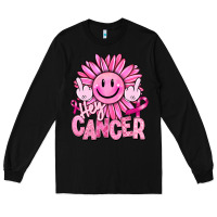 Black hey cancer smiley face breast cancer Long Sleeve Tee - RanaPortraitStore