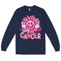 Navy hey cancer smiley face breast cancer Long Sleeve Tee - RanaPortraitStore