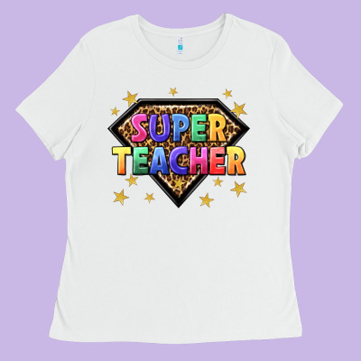 Super Teacher With Leopard Ladies Tee Designed By Nancycooperartshop