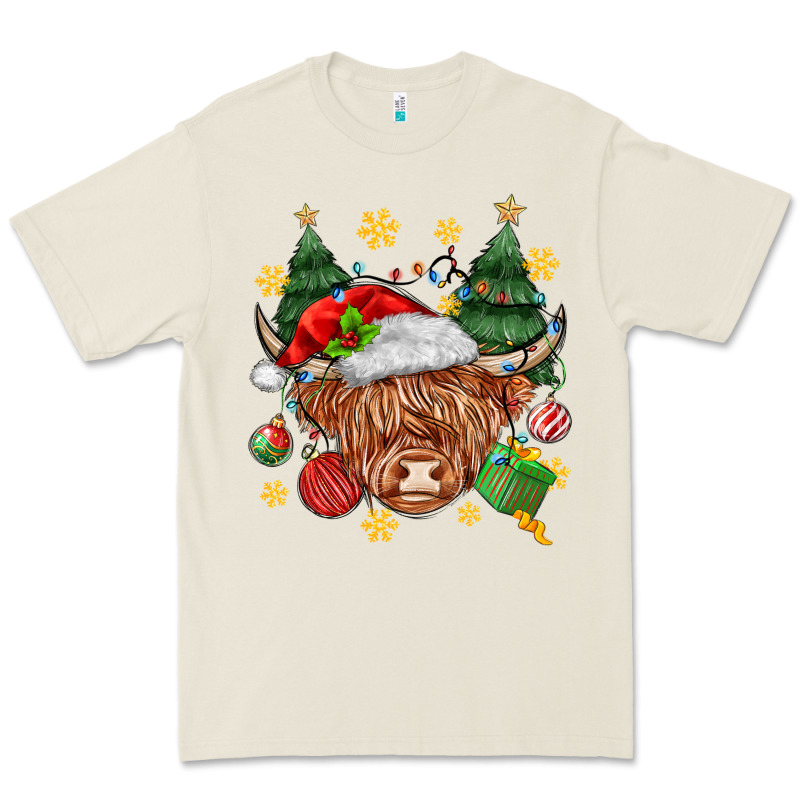Christmas Highland Cow Premium Tee by MaliasSmallBusiness | Teevron