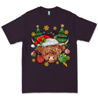 Plum Christmas highland cow Premium Tee - MaliasSmallBusiness