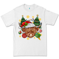 White Christmas highland cow Premium Tee - MaliasSmallBusiness