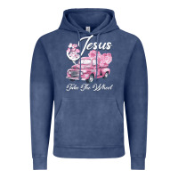 Vintage Denim Leopard Floral Pink Car Jesus Take The Wheel Vintage Hoodie - Bettercallsaul