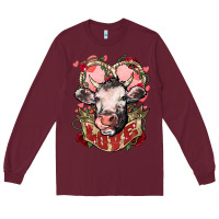 Burgundy Cow Valentine's Day love Long Sleeve Tee - HowdyJamesFarm
