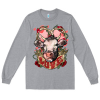Heather Grey Cow Valentine's Day love Long Sleeve Tee - HowdyJamesFarm