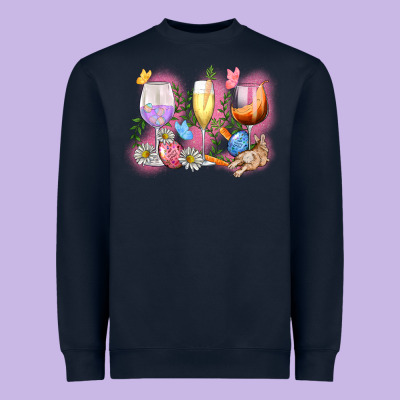 Easter Wine Glasses  Easter Day Heavyweight Sweatshirt Designed By Cowgirlartshop