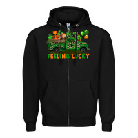 Black feeling lucky with gnomes on truck Zipper Hoodie - FaDigitalArtStudio