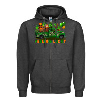 Charcoal Heather feeling lucky with gnomes on truck Zipper Hoodie - FaDigitalArtStudio