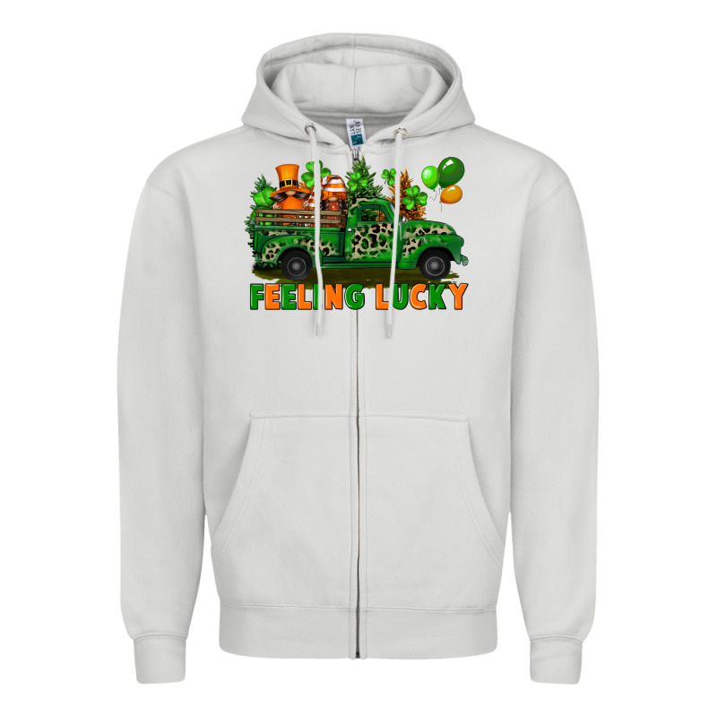Feeling Lucky With Gnomes On Truck Zipper Hoodie by FaDigitalArtStudio | Teevron