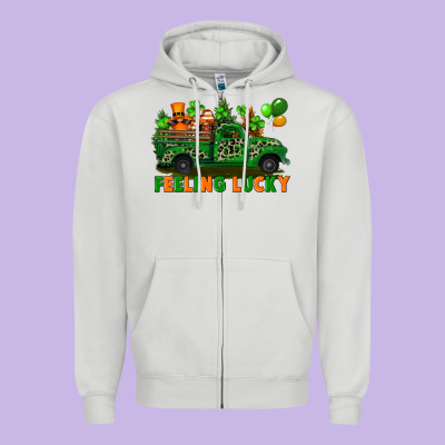 Feeling Lucky With Gnomes On Truck Zipper Hoodie Designed By Fadigitalartstudio