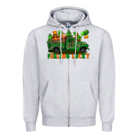 Heather Grey feeling lucky with gnomes on truck Zipper Hoodie - FaDigitalArtStudio