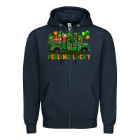 Navy feeling lucky with gnomes on truck Zipper Hoodie - FaDigitalArtStudio