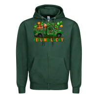 Sports Green feeling lucky with gnomes on truck Zipper Hoodie - FaDigitalArtStudio