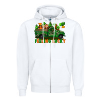 White feeling lucky with gnomes on truck Zipper Hoodie - FaDigitalArtStudio