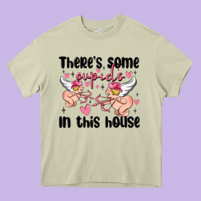 There's Some Cupid's In This House Heavy Core Tee Designed By Maliassmallbusiness
