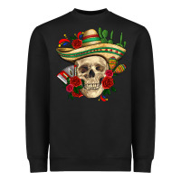 Black Di de los muertos with roses Mexico Heavyweight Sweatshirt - HowdyJamesFarm