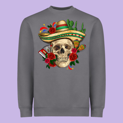 Di De Los Muertos With Roses Mexico Heavyweight Sweatshirt Designed By Howdyjamesfarm