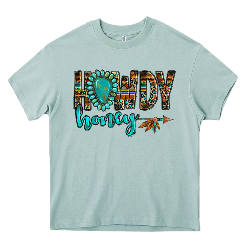 Western Howdy Honey Arrow Gemstone Heavy Core Tee by NancyCooperArtShop | Teevron