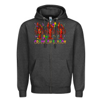 Charcoal Heather Crawfish season mardi gras Zipper Hoodie - BundleAndBundleShop