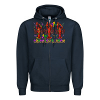 Navy Crawfish season mardi gras Zipper Hoodie - BundleAndBundleShop